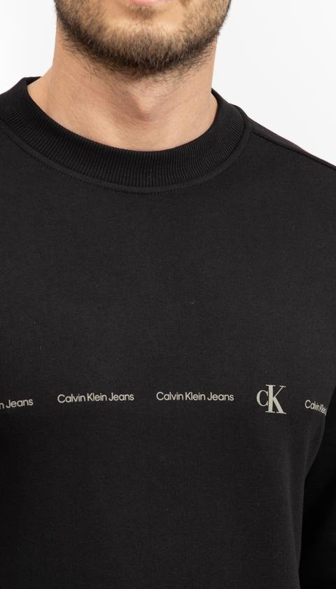  Calvin Klein Logo Repeat Crew Neck Erkek Bisiklet Yaka Sweatshirt