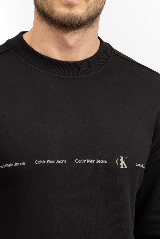  Calvin Klein Logo Repeat Crew Neck Erkek Bisiklet Yaka Sweatshirt