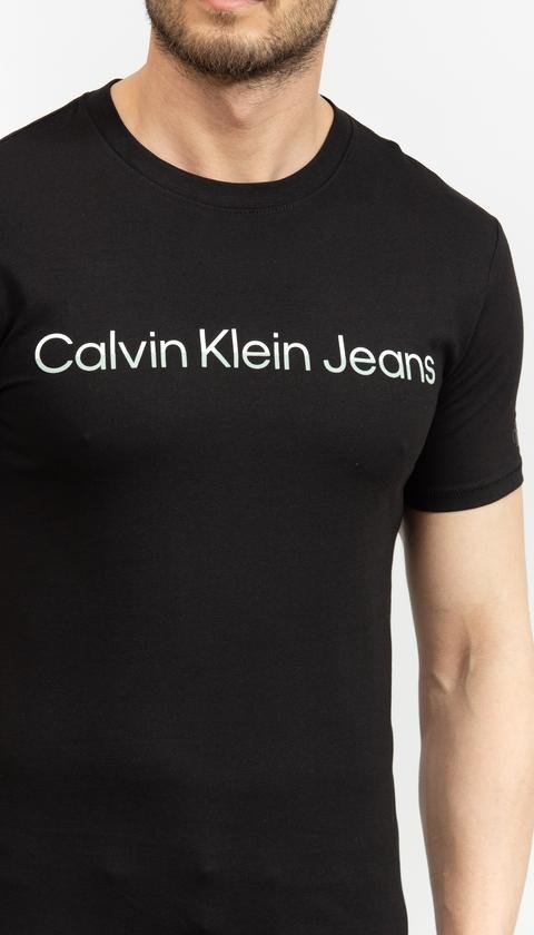  Calvin Klein Mixed Institutional Logo Erkek Bisiklet Yaka T-Shirt