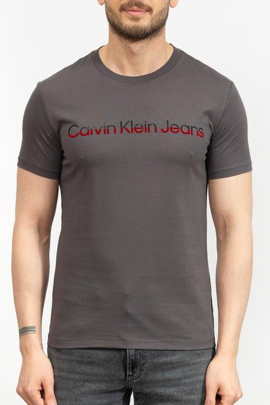 Calvin Klein Mixed Institutional Logo Erkek Bisiklet Yaka T-Shirt