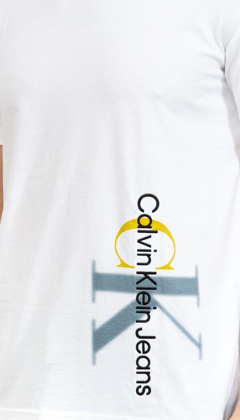  Calvin Klein Two Tone Monologo Erkek Bisiklet Yaka T-Shirt